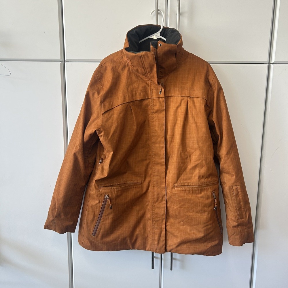 Helly Hansen Mens Rust Orange Insulated Rain Jacket XL Regular Fit Herringbone